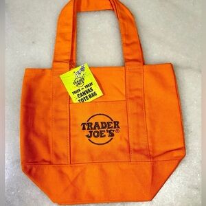 Trader Joe's Halloween Orange Canvas Mini Tote NWT